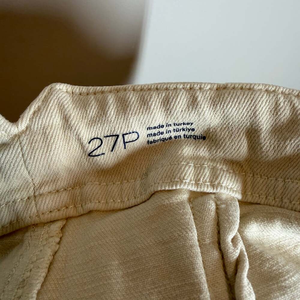 Pilcro 27P Cream Carpenter Wide Leg Cropped Utility Jeans Anthropologie Petite - Picture 11 of 12